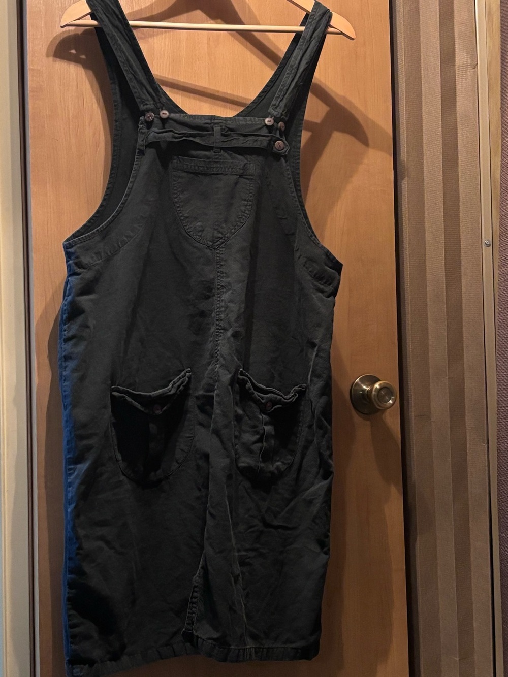 Womens Black cotton Pinafore Dress